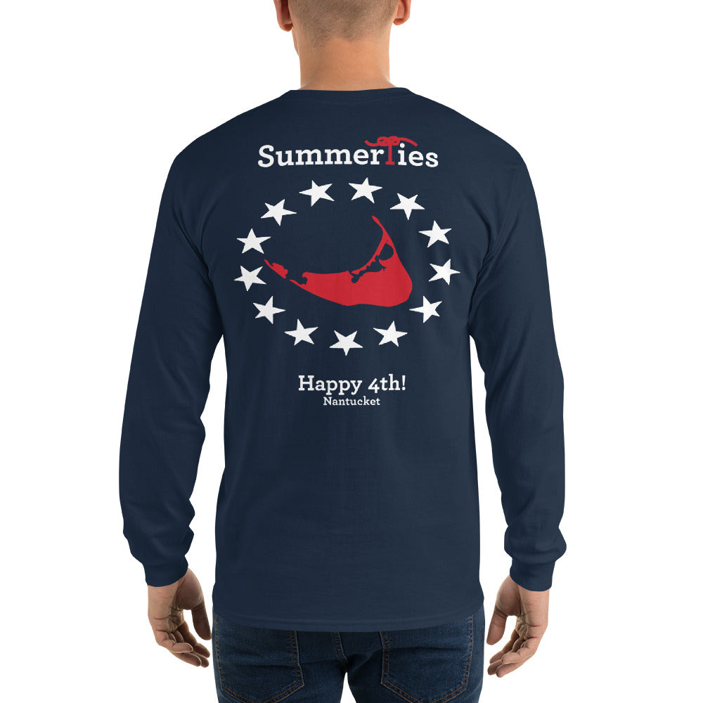 Nantucket 4th of July Long Sleeve T-Shirt - Navy - SummerTies