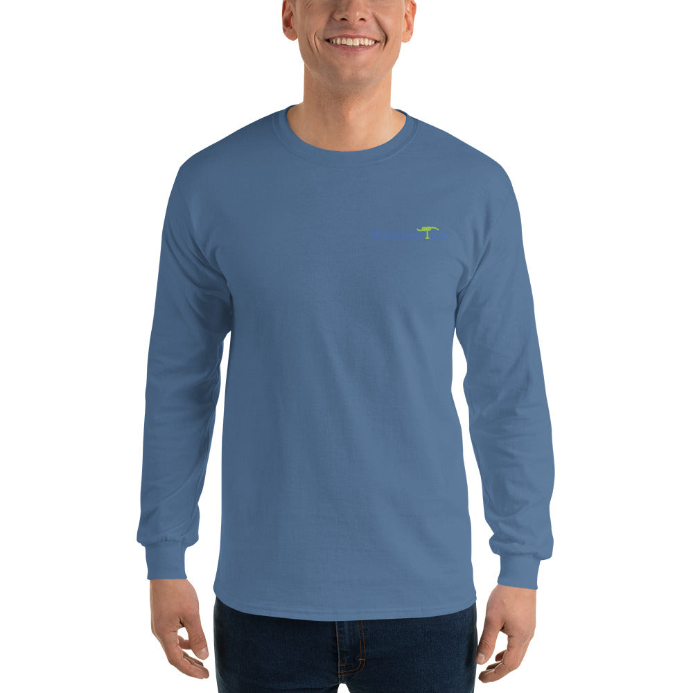 My Summers are Tied to Newport Pineapple Blue and Green with Pink Block Long Sleeve T-Shirt - Multiple Colors - SummerTies