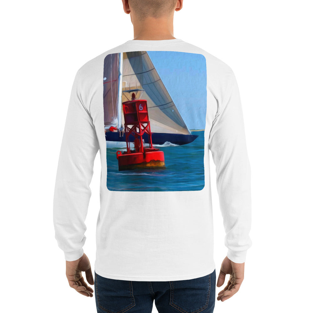 12 Metre Sailboat at Buoy Long Sleeve T-Shirt - Multiple Colors - SummerTies