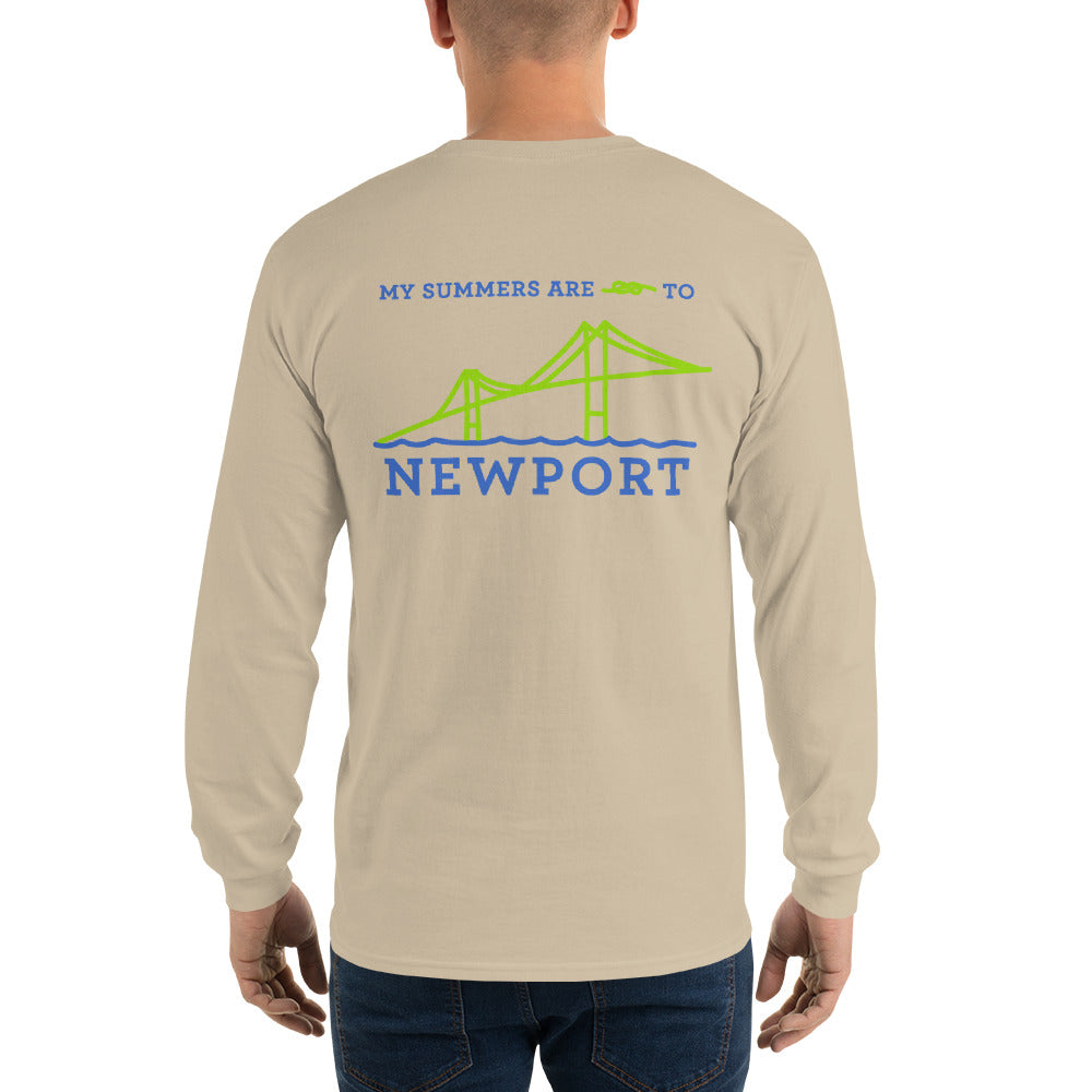 My Summers are Tied to Newport Bridge Blue and Green no Block Long Sleeve T-Shirt - Multiple Colors - SummerTies