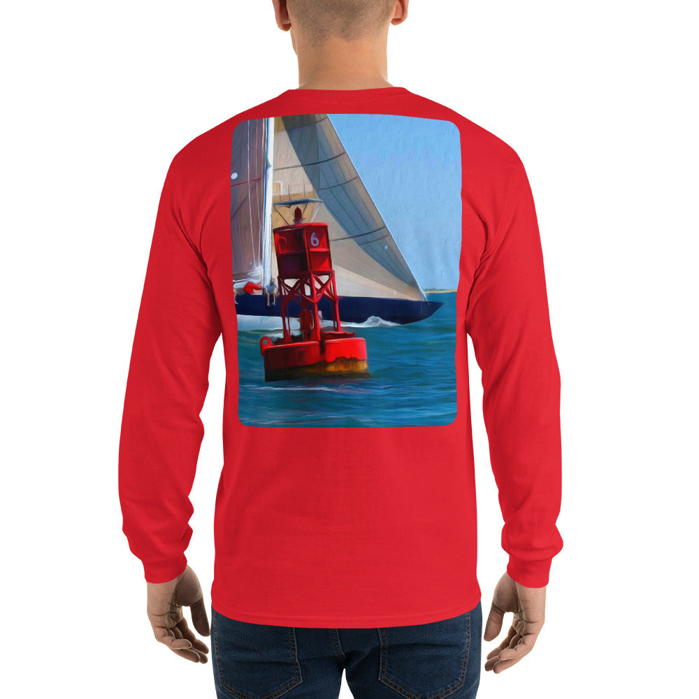 12 Metre Sailboat at Buoy Long Sleeve T-Shirt - Multiple Colors - SummerTies