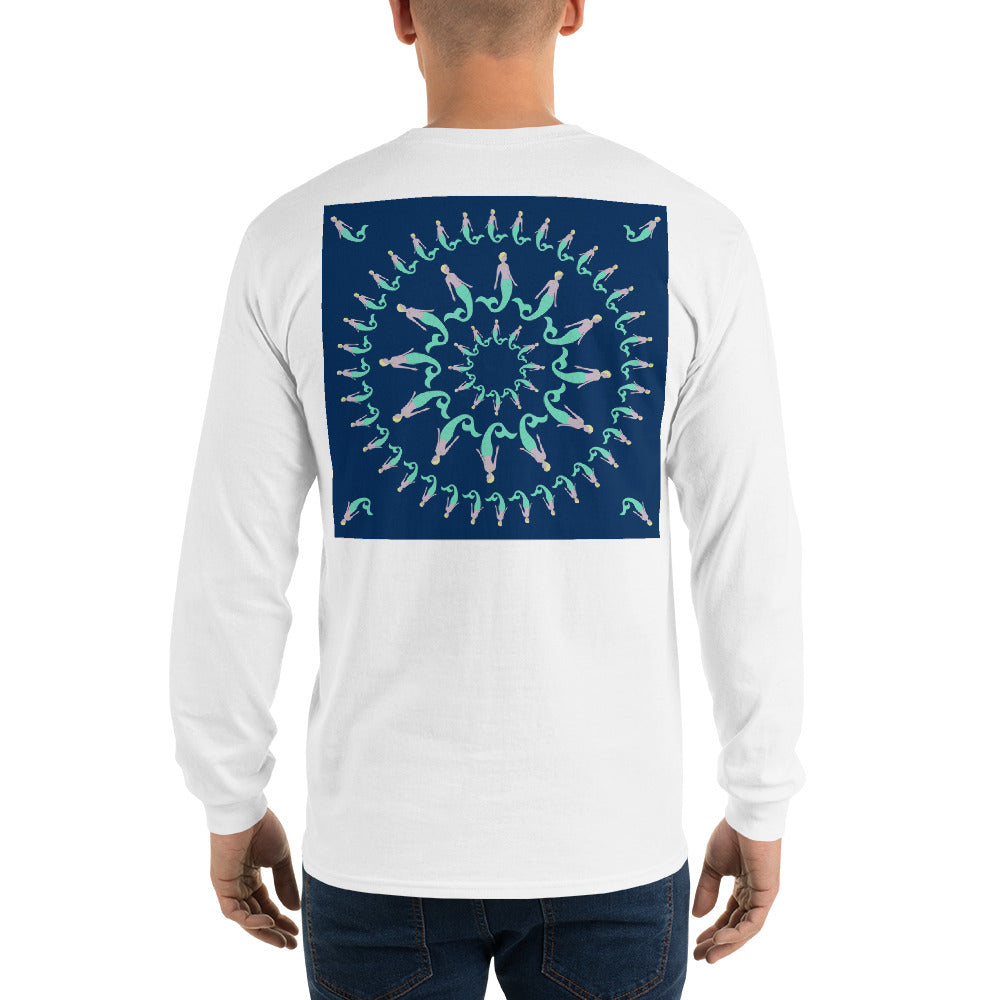 Mermaid Pinwheel Navy Long Sleeve T-Shirt - Multiple Colors - SummerTies