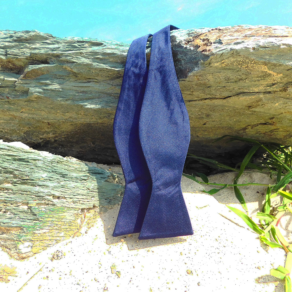 Solid Color Bow Tie - Navy, Woven Silk, Adult - SummerTies