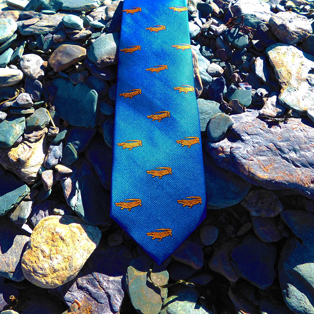Alligator Necktie - Blue, Woven Silk - SummerTies
