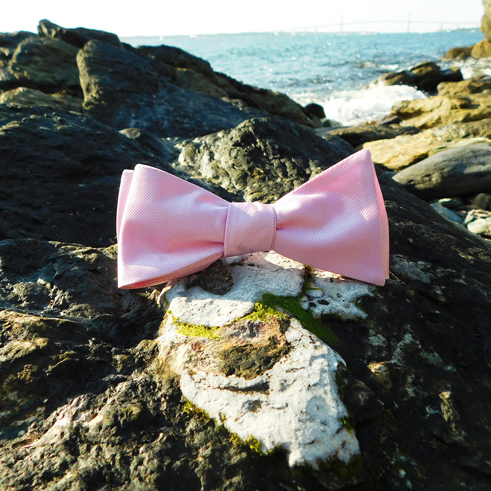 Solid Color Bow Tie - Pink, Woven Silk, Adult - SummerTies