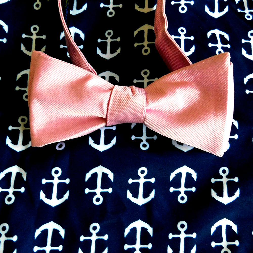 Solid Color Bow Tie - Pink, Woven Silk, Adult - SummerTies