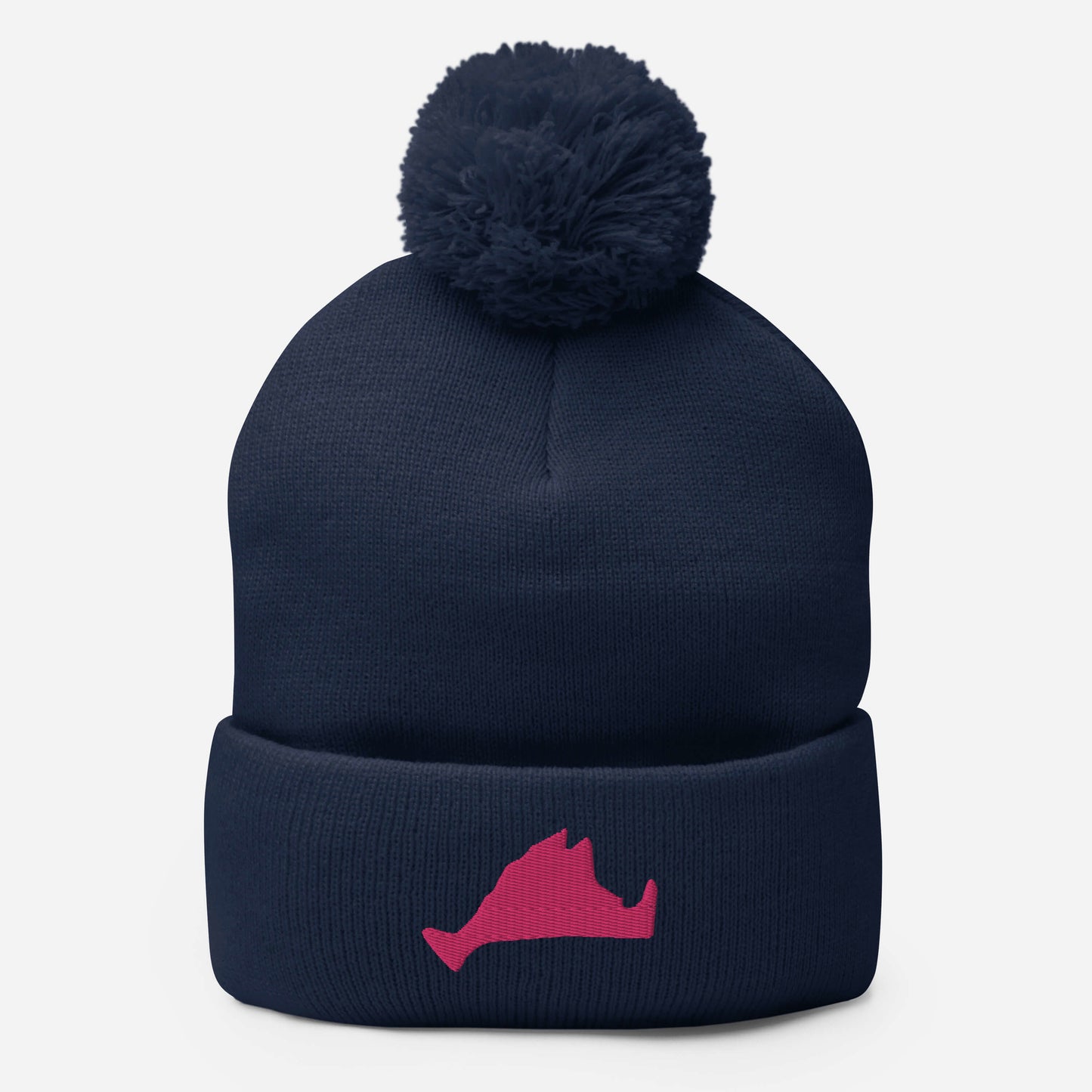 Martha's Vineyard Pom-Pom Hat - Pink on Navy