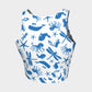 Multi Creature Athletic Crop Top - White on Blue - SummerTies