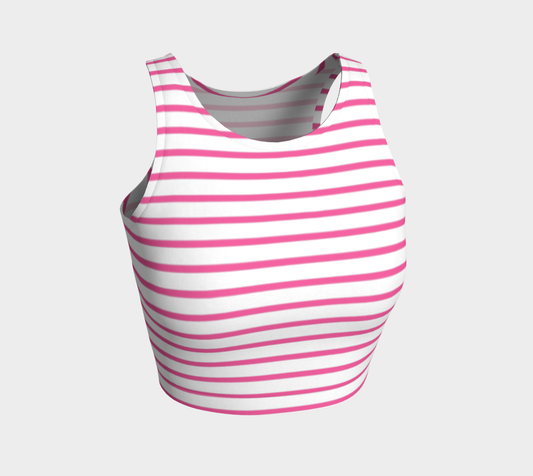 Striped Athletic Crop Top - Pink on White - SummerTies