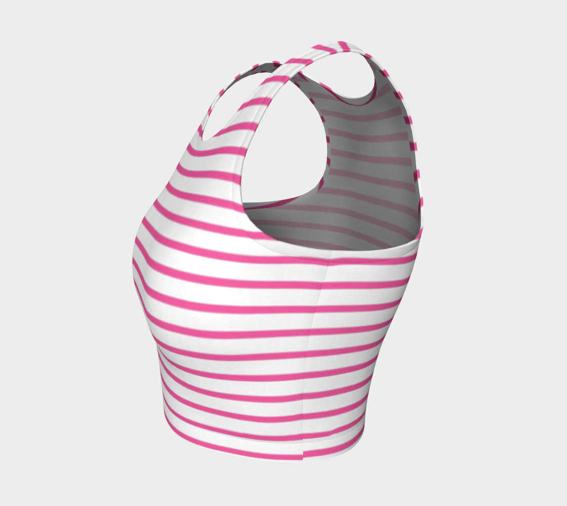 Striped Athletic Crop Top - Pink on White - SummerTies