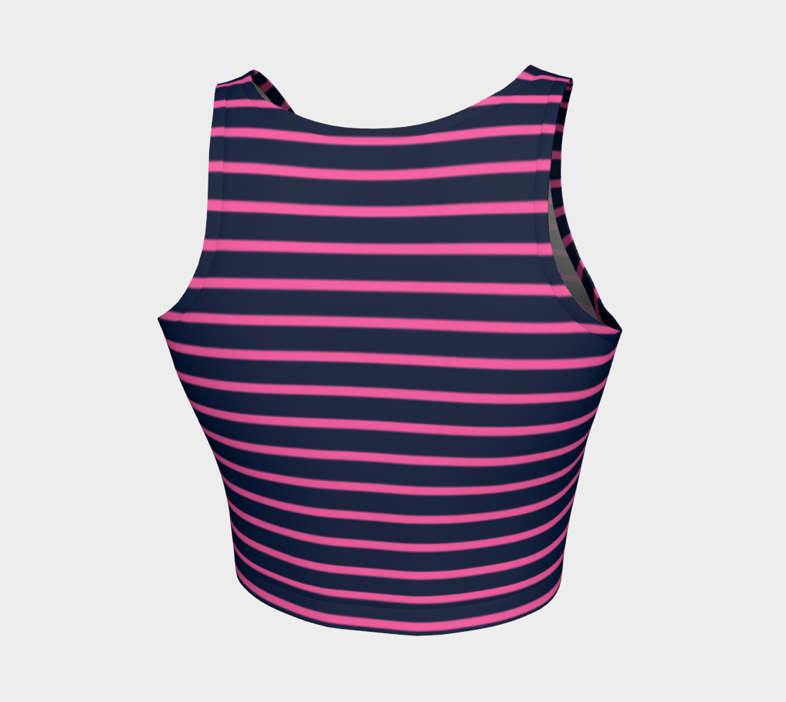 Striped Athletic Crop Top - Pink on Navy - SummerTies