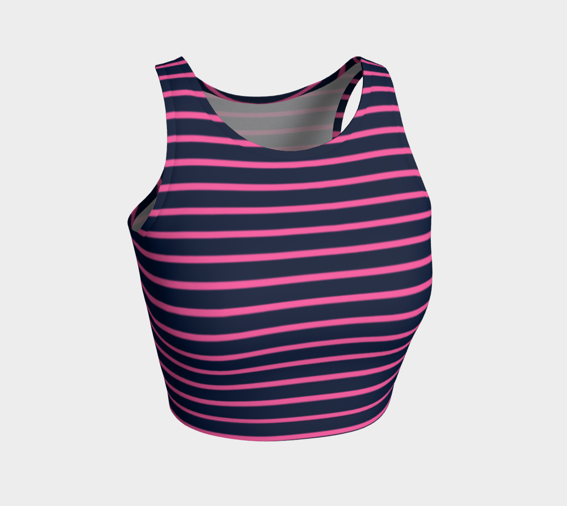Striped Athletic Crop Top - Pink on Navy - SummerTies