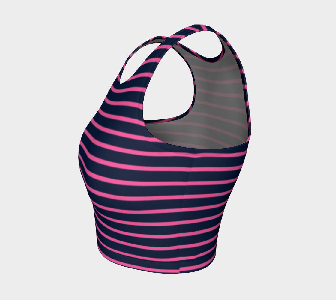 Striped Athletic Crop Top - Pink on Navy - SummerTies