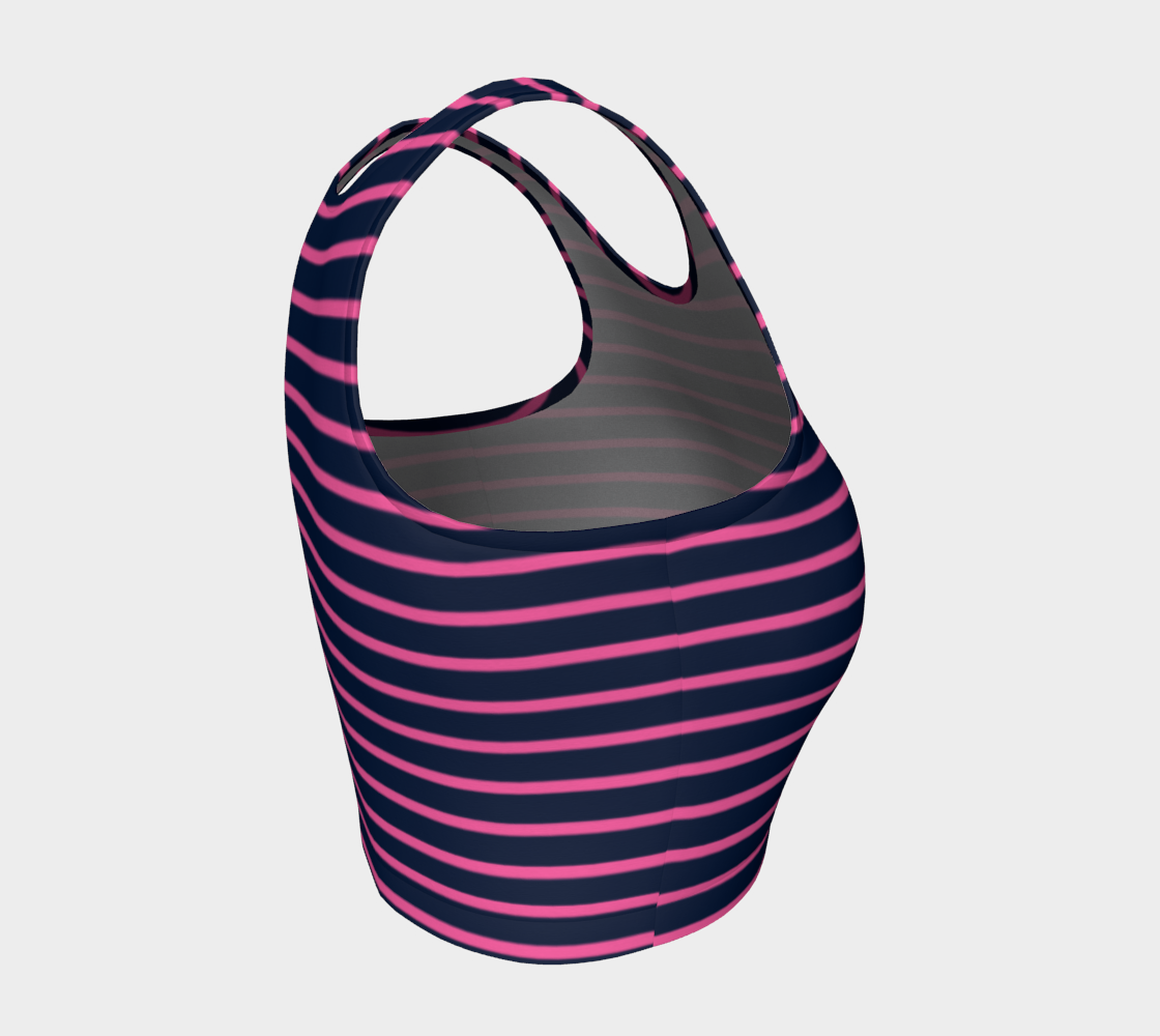 Striped Athletic Crop Top - Pink on Navy - SummerTies