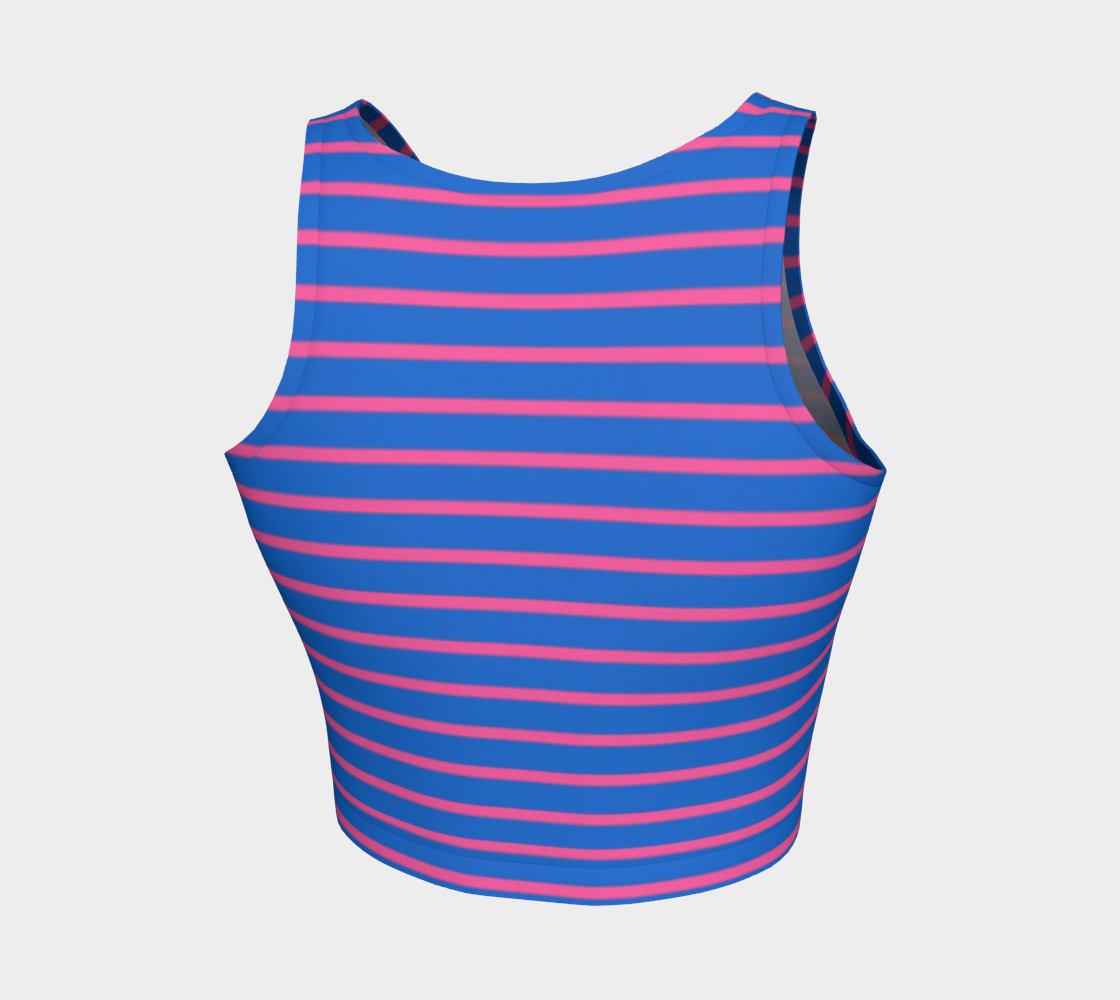 Striped Athletic Crop Top - Pink on Blue - SummerTies