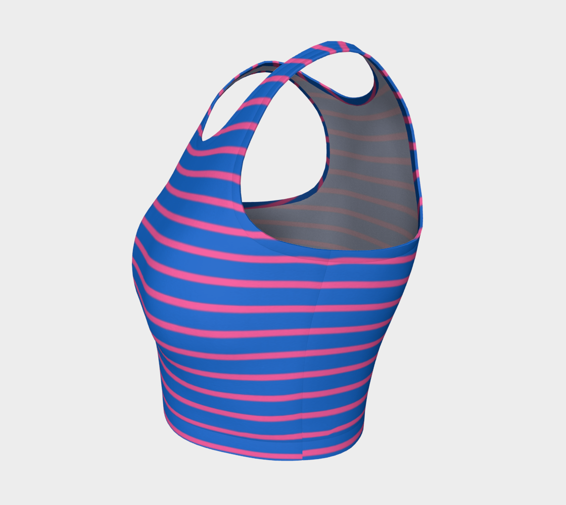 Striped Athletic Crop Top - Pink on Blue - SummerTies