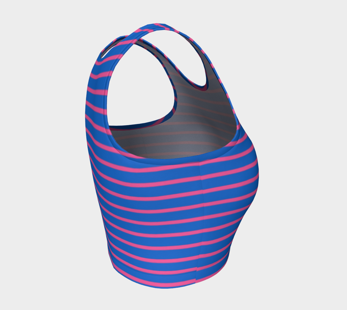 Striped Athletic Crop Top - Pink on Blue - SummerTies