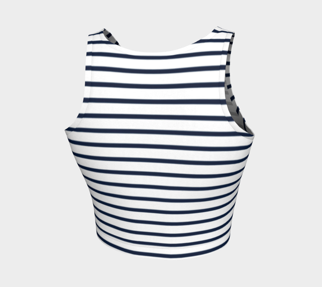 Striped Athletic Crop Top - Navy on White - SummerTies