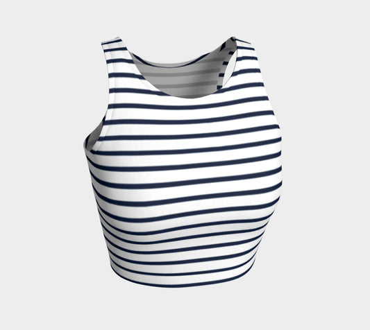 Striped Athletic Crop Top - Navy on White - SummerTies