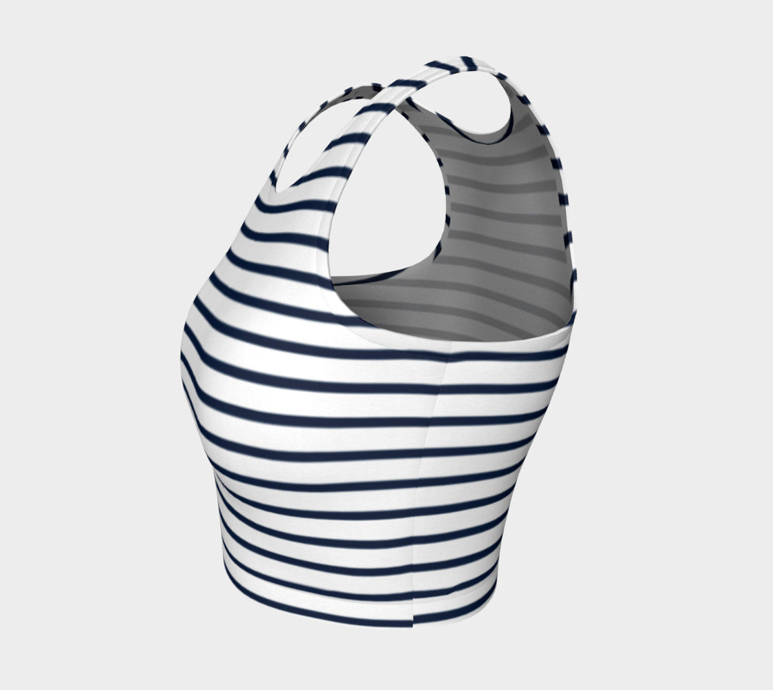 Striped Athletic Crop Top - Navy on White - SummerTies