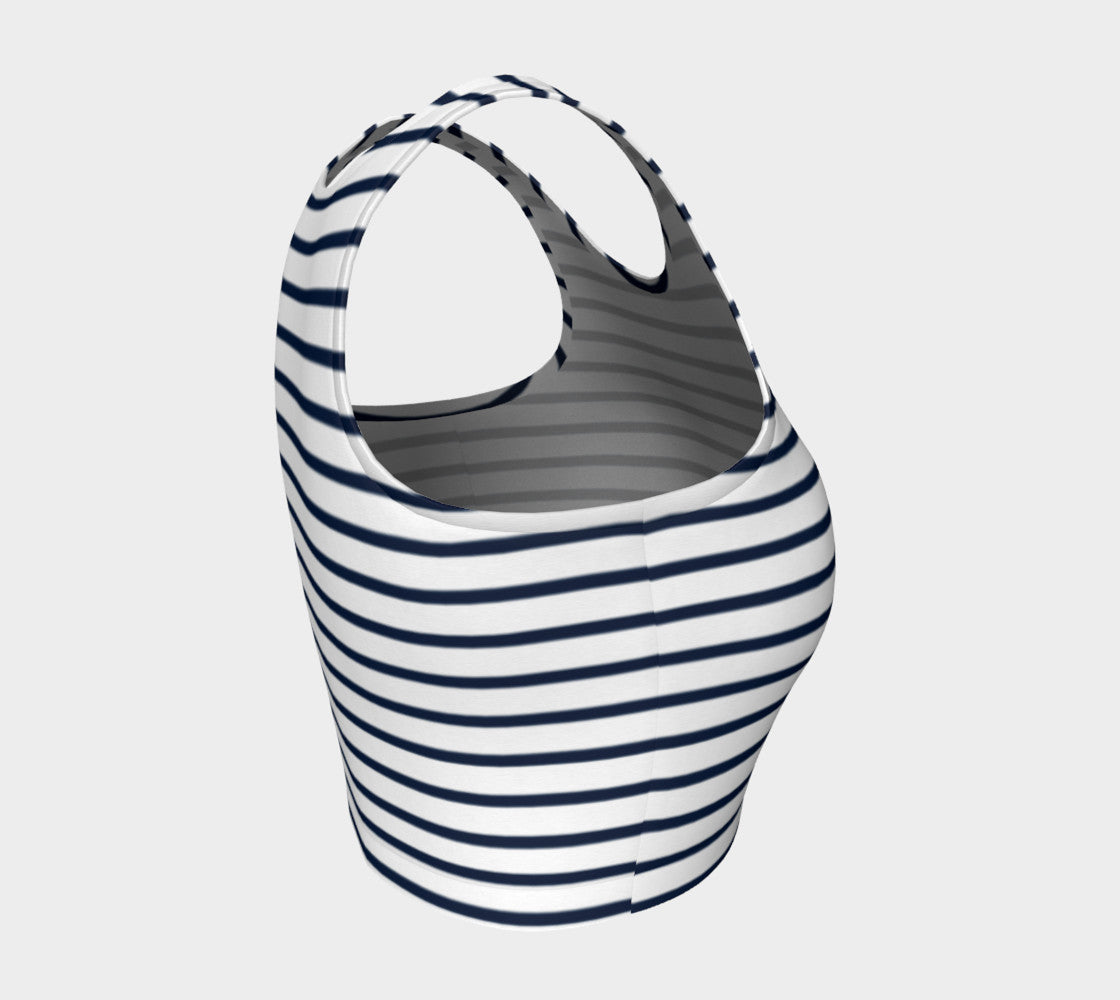 Striped Athletic Crop Top - Navy on White - SummerTies