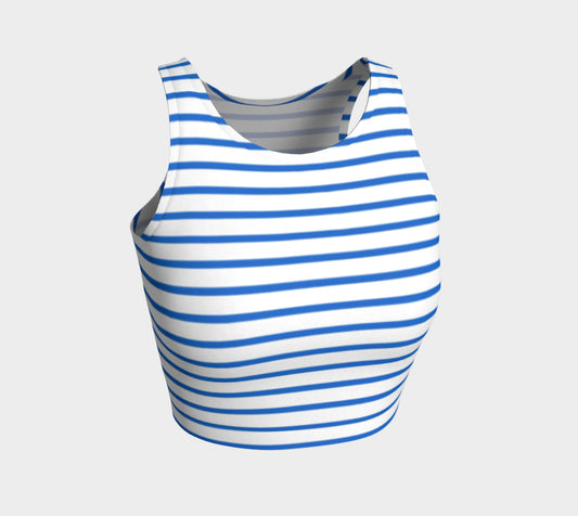 Striped Athletic Crop Top - Blue on White - SummerTies