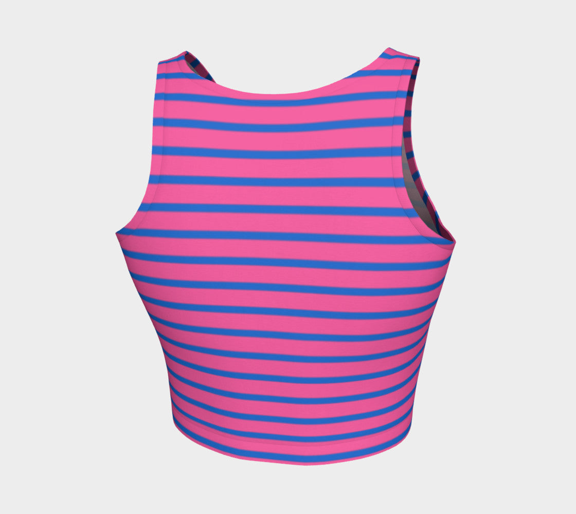 Striped Athletic Crop Top - Blue on Pink - SummerTies