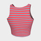 Striped Athletic Crop Top - Light Blue on Darker Coral - SummerTies