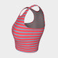 Striped Athletic Crop Top - Light Blue on Darker Coral - SummerTies
