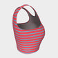 Striped Athletic Crop Top - Light Blue on Darker Coral - SummerTies