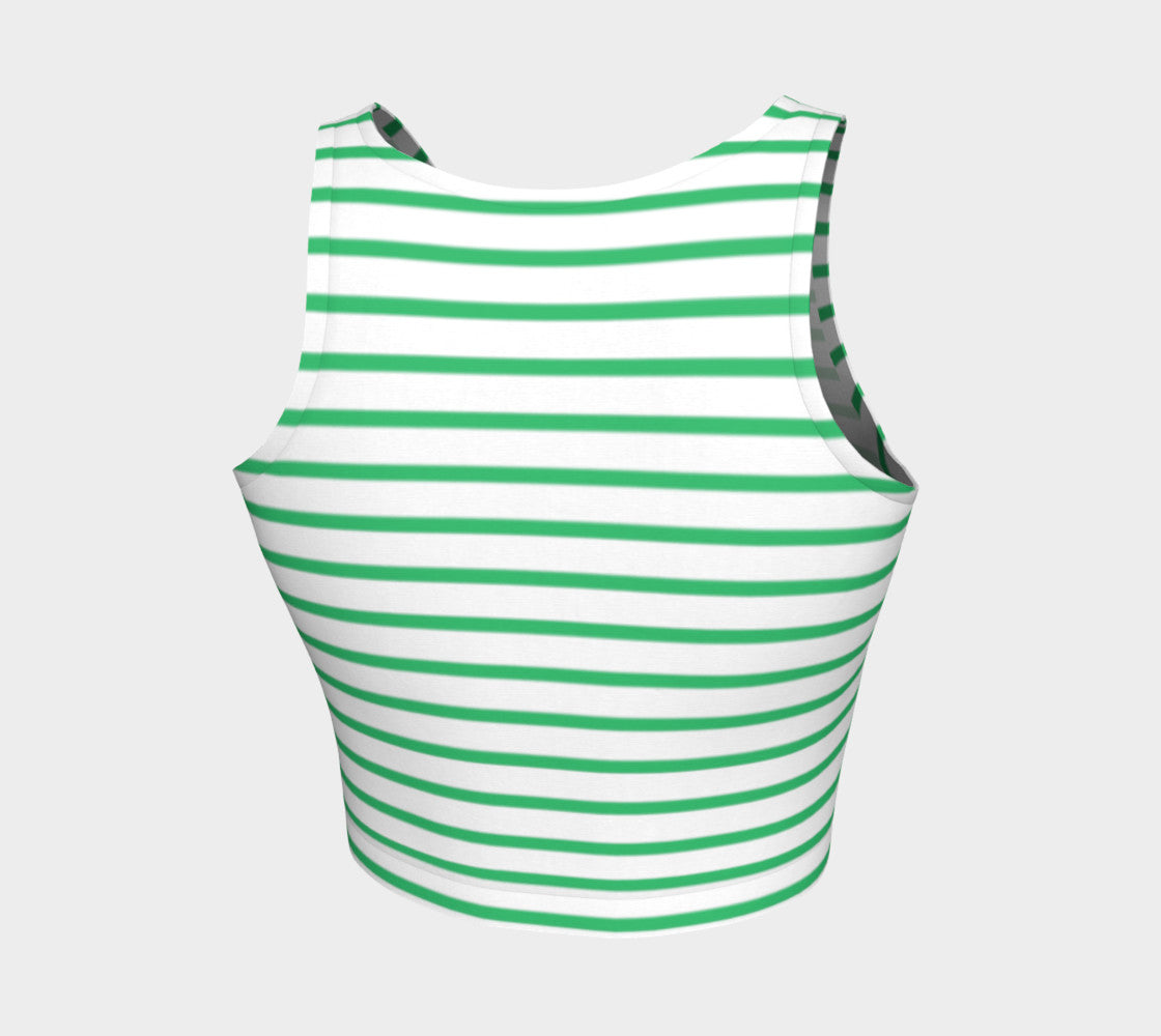 Striped Athletic Crop Top - Green on White - SummerTies