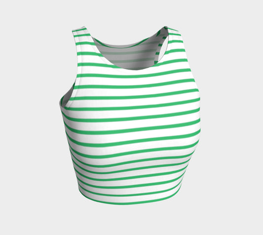 Striped Athletic Crop Top - Green on White - SummerTies