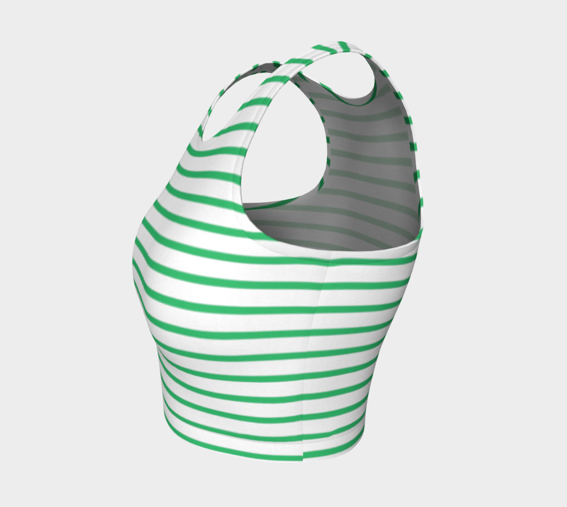 Striped Athletic Crop Top - Green on White - SummerTies
