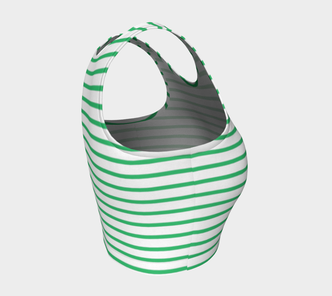 Striped Athletic Crop Top - Green on White - SummerTies