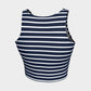 Striped Athletic Crop Top - White on Navy - SummerTies