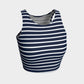 Striped Athletic Crop Top - White on Navy - SummerTies