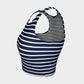 Striped Athletic Crop Top - White on Navy - SummerTies