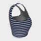Striped Athletic Crop Top - White on Navy - SummerTies