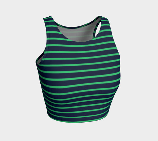 Striped Athletic Crop Top - Green on Navy - SummerTies