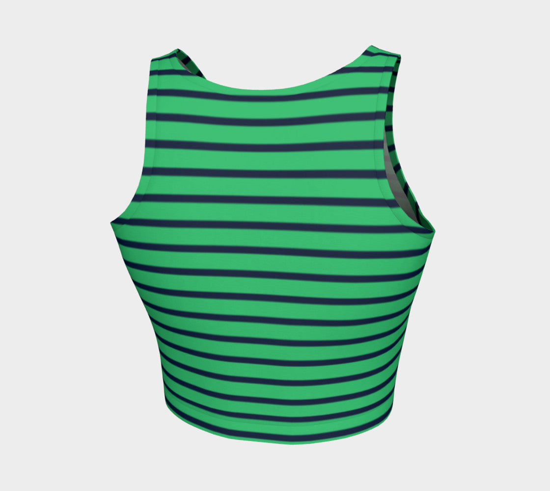 Striped Athletic Crop Top - Navy on Green - SummerTies