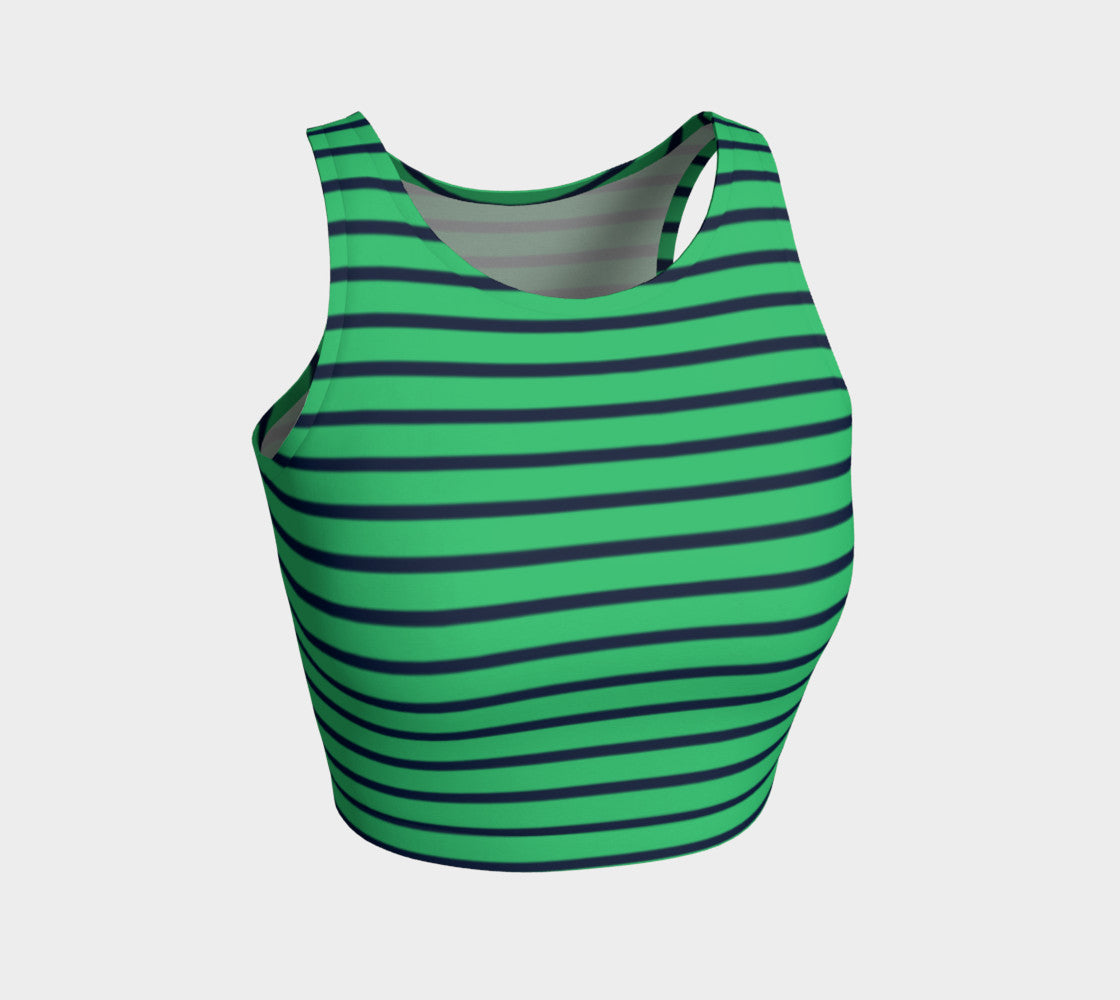 Striped Athletic Crop Top - Navy on Green - SummerTies
