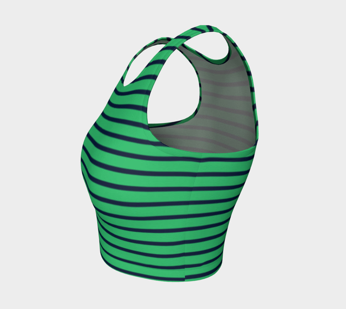 Striped Athletic Crop Top - Navy on Green - SummerTies