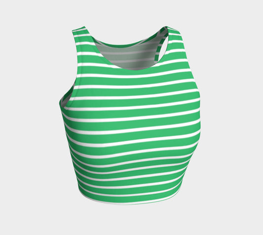 Striped Athletic Crop Top - White on Green - SummerTies