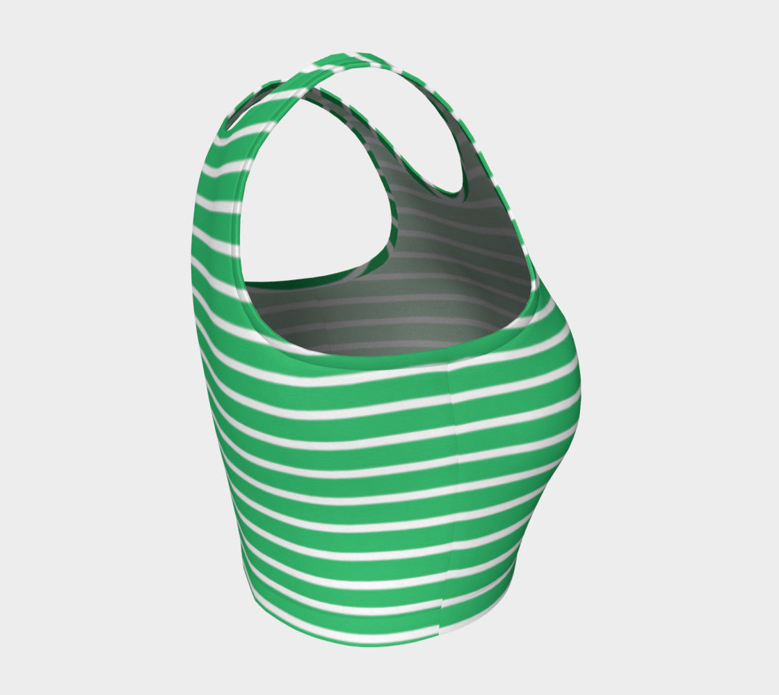 Striped Athletic Crop Top - White on Green - SummerTies