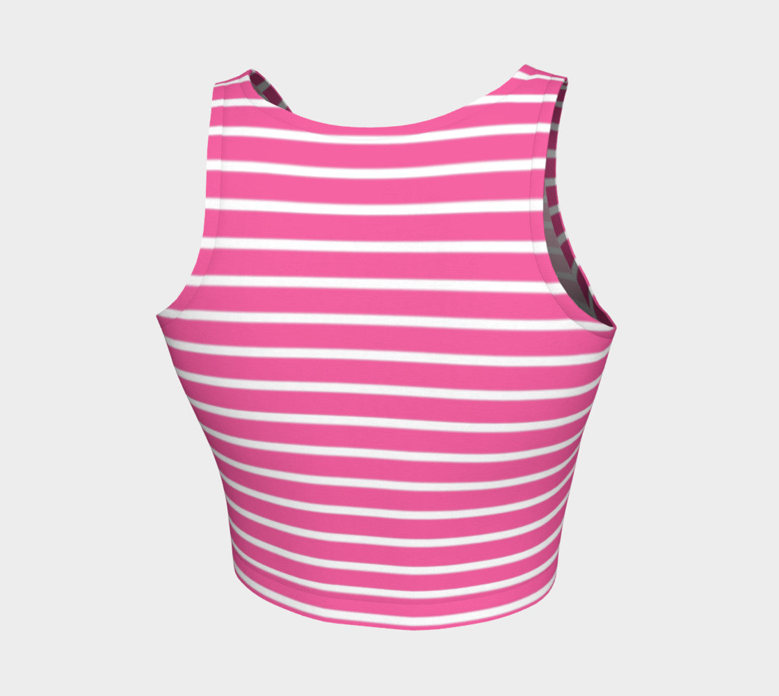 Striped Athletic Crop Top - White on Pink - SummerTies