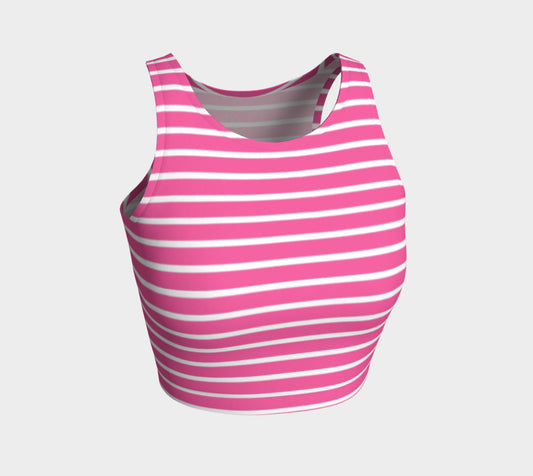 Striped Athletic Crop Top - White on Pink - SummerTies