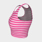 Striped Athletic Crop Top - White on Pink - SummerTies