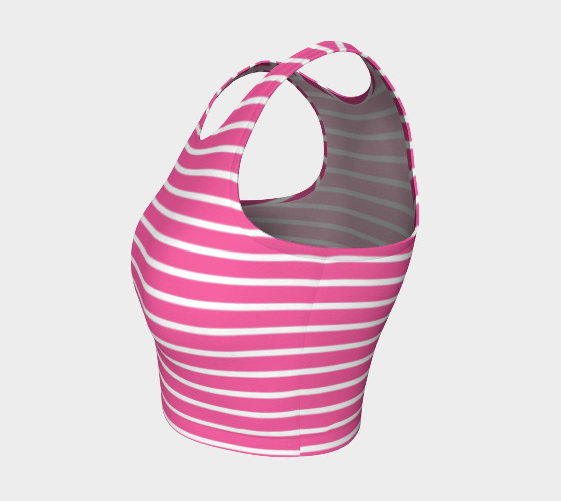 Striped Athletic Crop Top - White on Pink - SummerTies