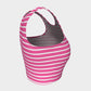 Striped Athletic Crop Top - White on Pink - SummerTies