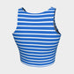 Striped Athletic Crop Top - White on Blue - SummerTies